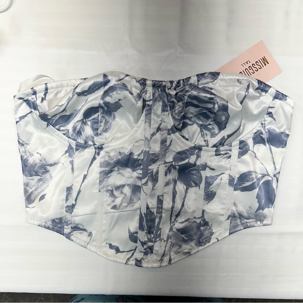 missguided tall porcelain satin corset top